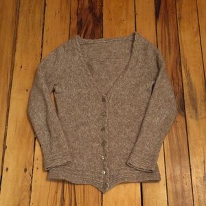 Women's brown hand knit Button-Up Sweater